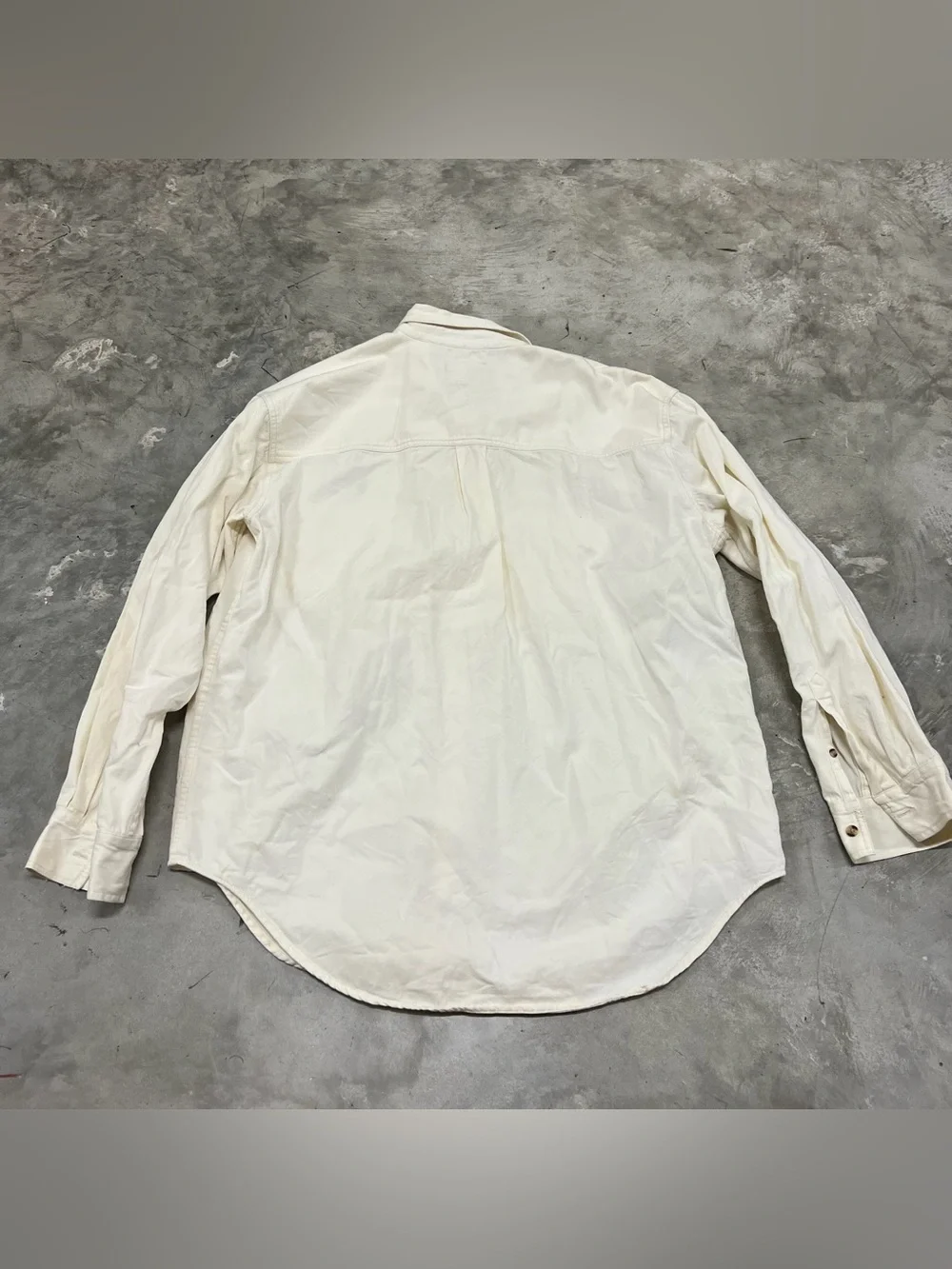 Vintage 90s Polo Ralph Lauren Shirt Large Made in USA Dual Pocket Beige Cream